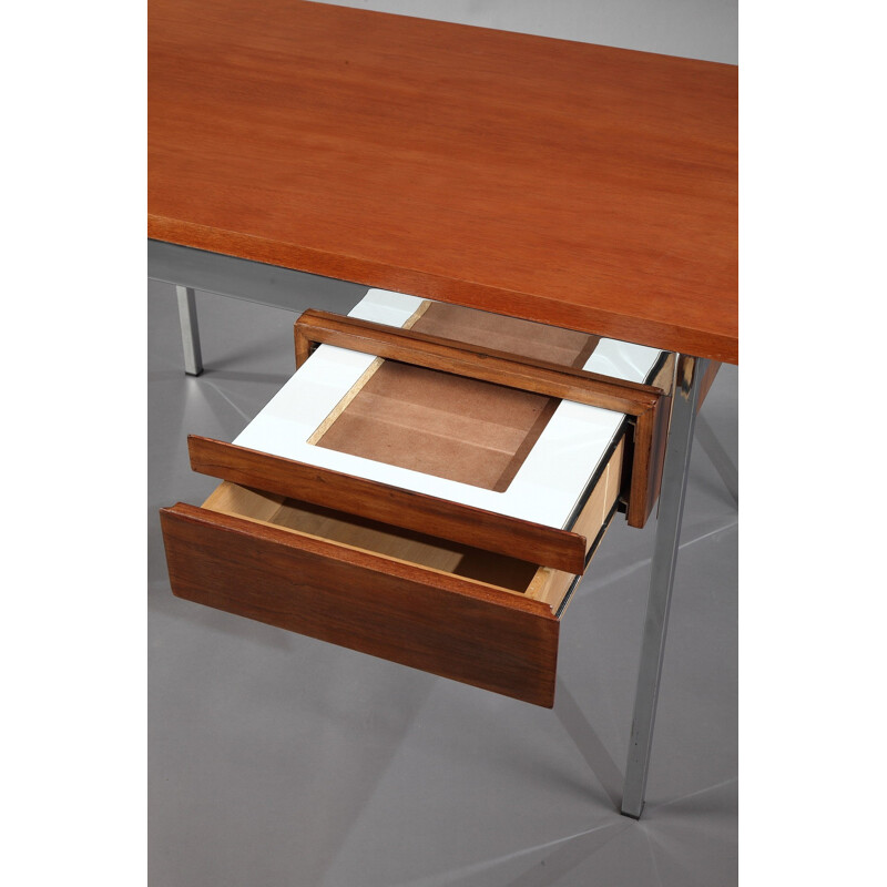 Knoll International wood and chromed metal desk, Florence KNOLL - 1960s