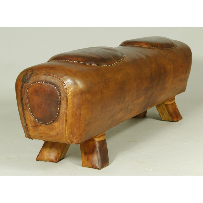 Vintage leather camel bench, 1950s