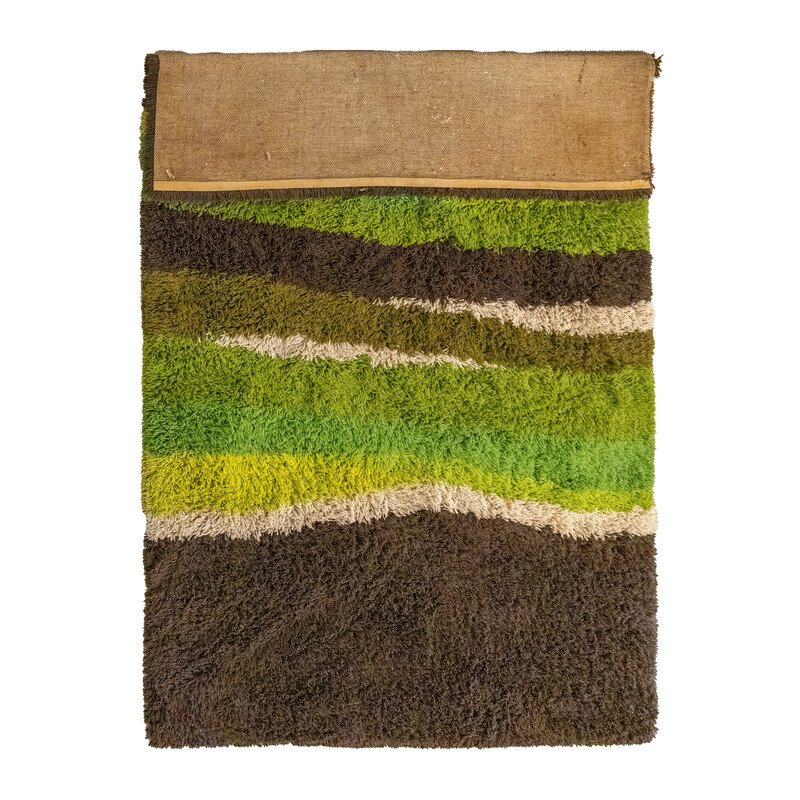 Vintage brown and green rainbow Desso rug