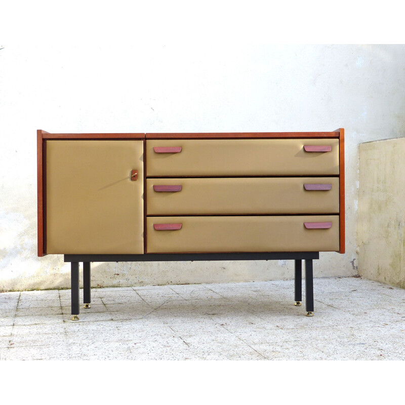 Dressing table in mahogany and leatherette - 1960s