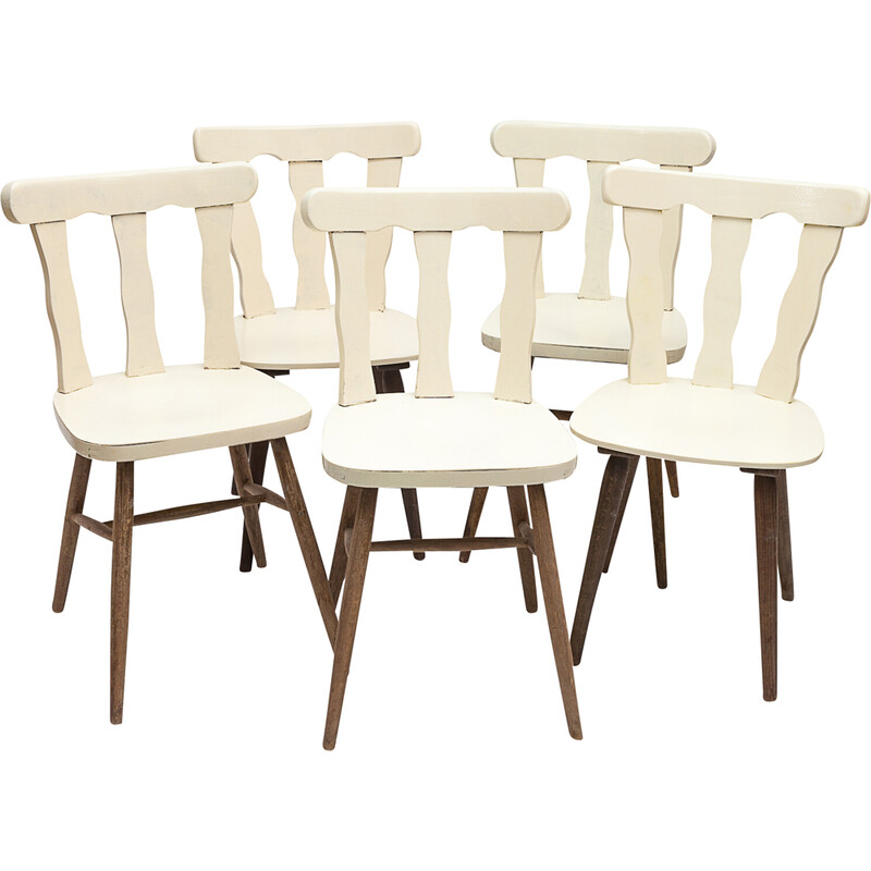 Set van 5 vintage bistrostoelen "Louisiane" van Baumann, 1950