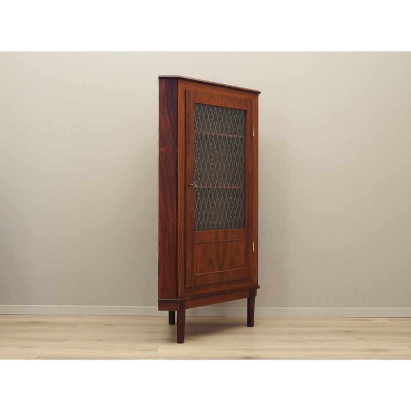 Vintage rosewood corner display cabinet, Denmark 1970s