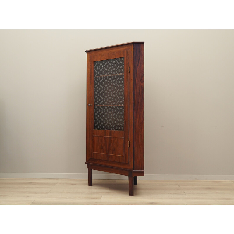 Vintage rosewood corner display cabinet, Denmark 1970s