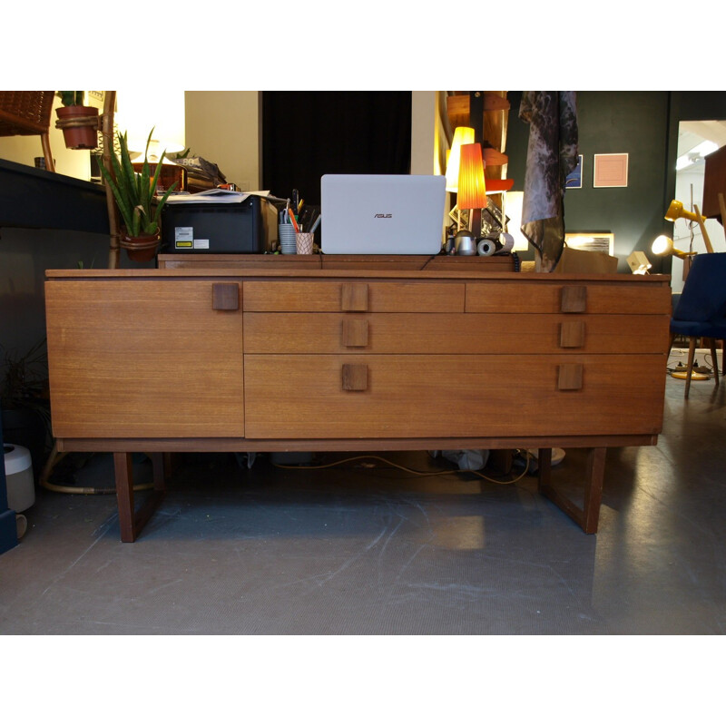 Sideboard in teak with squared handles - 1960s