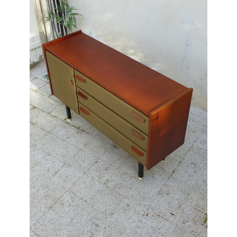 Dressing table in mahogany and leatherette - 1960s