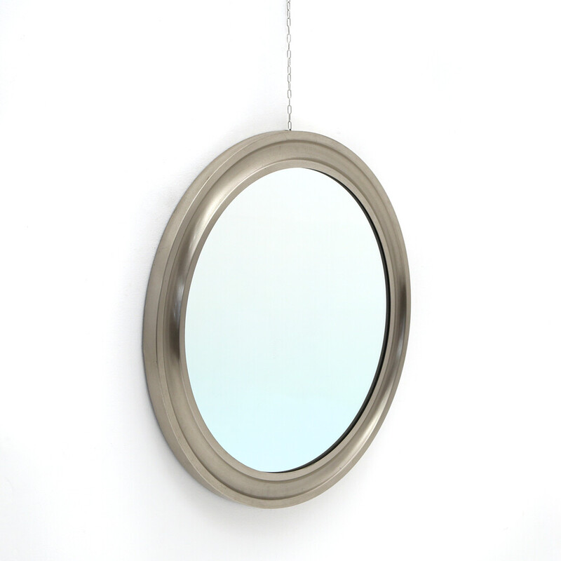 Specchio vintage in alluminio spazzolato di Sergio Mazza per Artemide, 1960