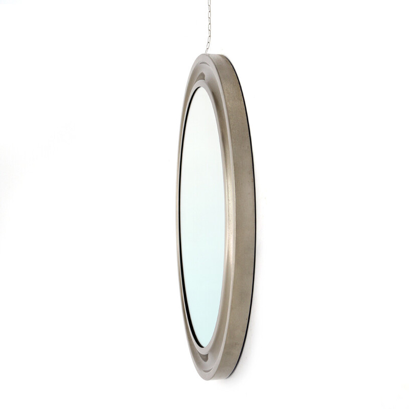 Vintage brushed aluminum mirror by Sergio Mazza for Artemide, 1960s