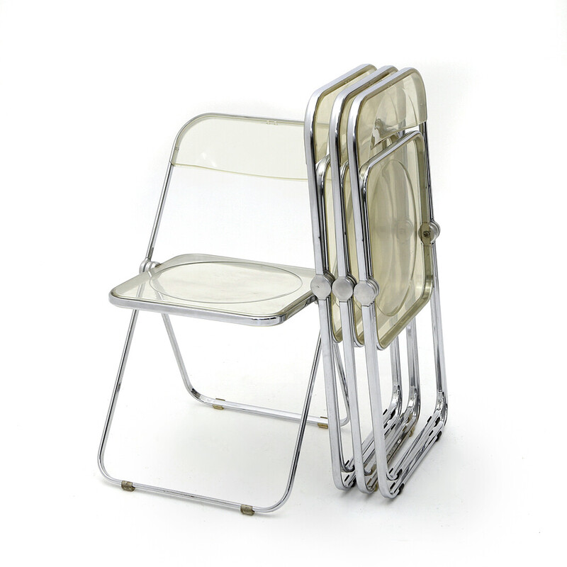 Set of 4 vintage "Plia" folding chairs by Giancarlo Piretti for Anonima Castelli, 1960s