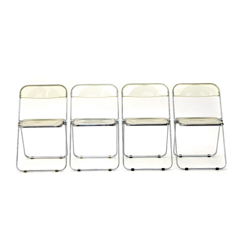 Set of 4 vintage "Plia" folding chairs by Giancarlo Piretti for Anonima Castelli, 1960s