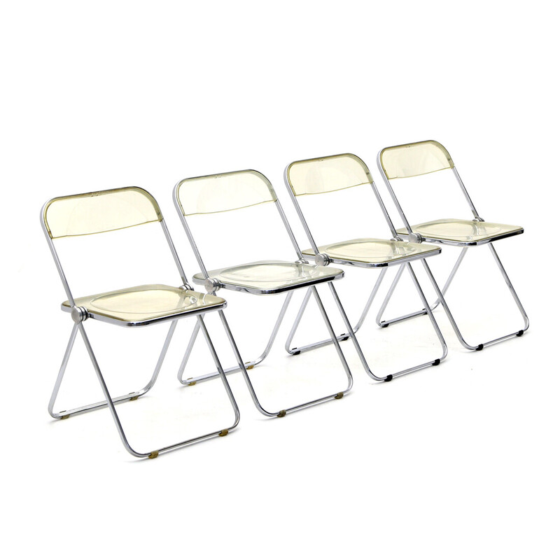 Set of 4 vintage "Plia" folding chairs by Giancarlo Piretti for Anonima Castelli, 1960s