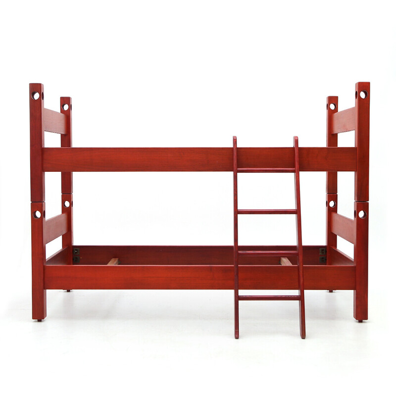 Vintage "Agata" bed in rood hout door Vittorio Introini voor Saporiti, 1960