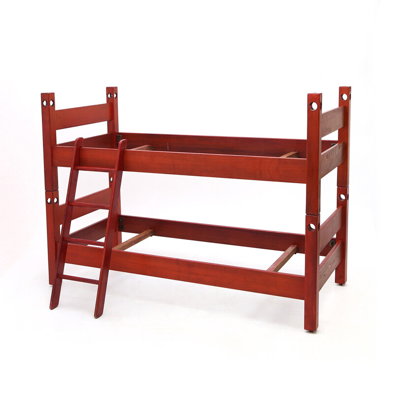 Vintage "Agata" bed in red wood by Vittorio Introini for Saporiti, 1960s