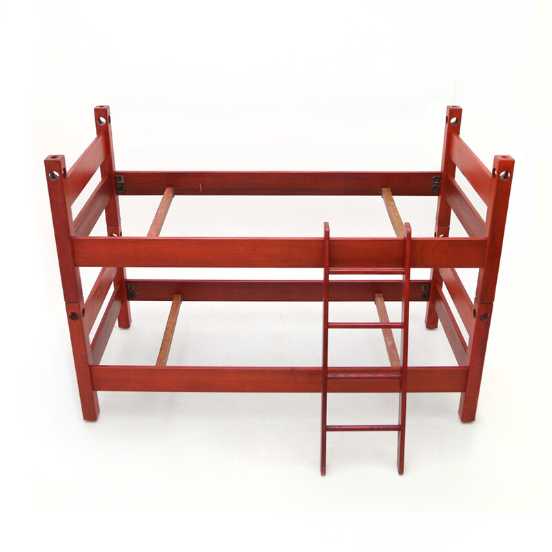 Vintage "Agata" bed in rood hout door Vittorio Introini voor Saporiti, 1960