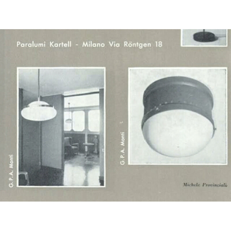 Lámpara de techo vintage de Gianemilio, Pietro y Anna Monti para Kartell, 1960