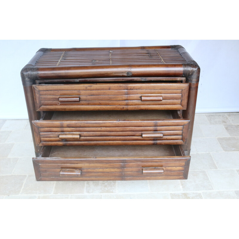 Vintage bamboo and rattan chest of drawers, 1960