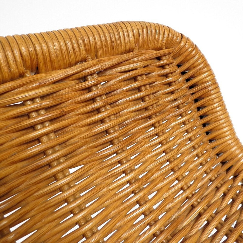 Pair of bar stools in rattan and metal - 1970s