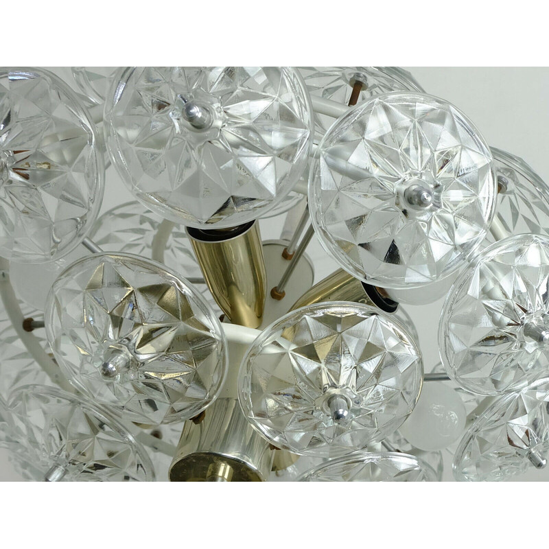 Mid century sputnik chandelier with 32 faceted glass prisms, 1960s