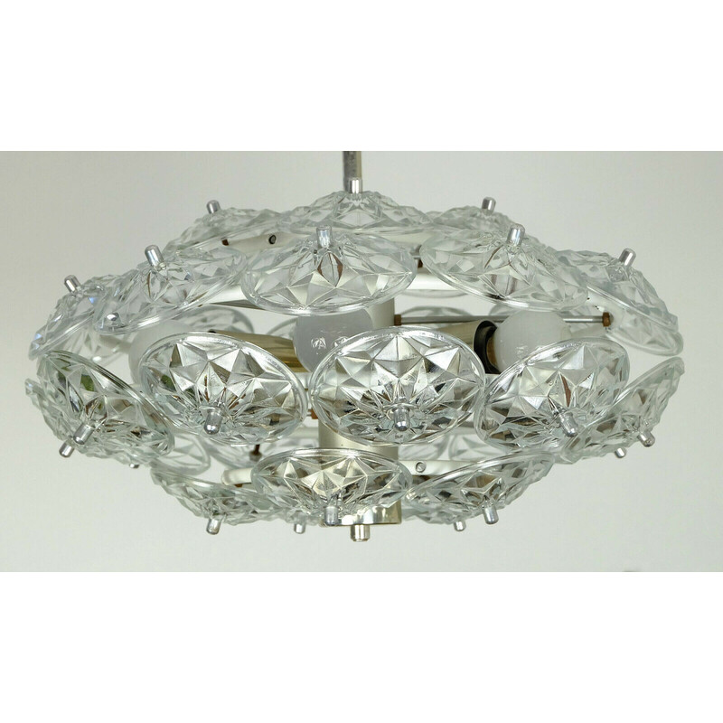 Mid century sputnik chandelier with 32 faceted glass prisms, 1960s