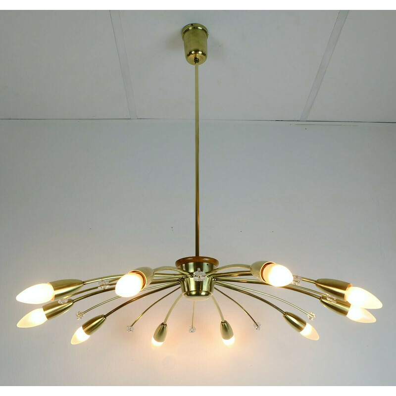 Mid century sputnik spider chandelier by Rupert Nikoll, Austria 1950s