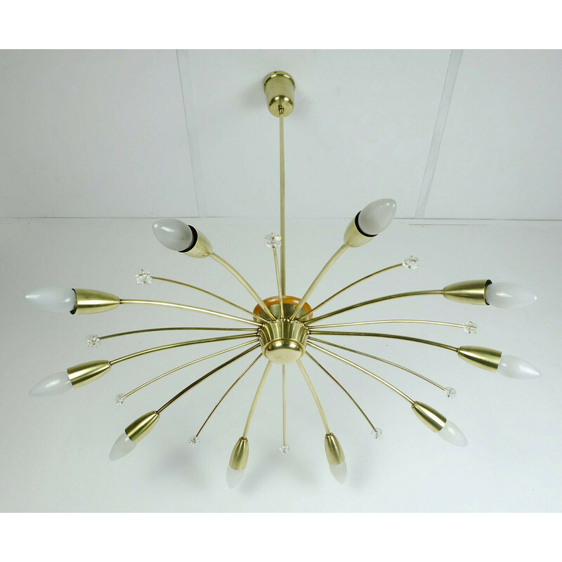 Mid century sputnik spider chandelier by Rupert Nikoll, Austria 1950s