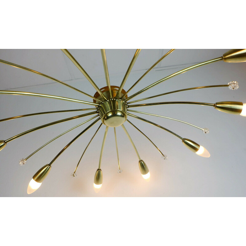 Mid century sputnik spider chandelier by Rupert Nikoll, Austria 1950s