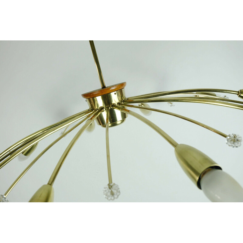 Lampadario vintage a ragno sputnik di Rupert Nikoll, Austria 1950