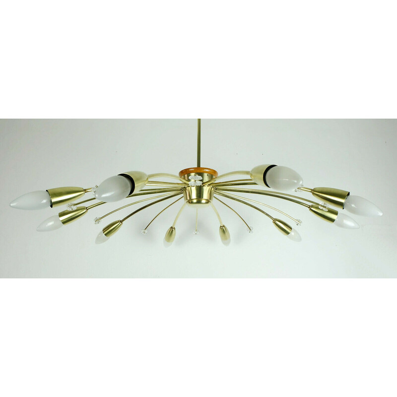 Mid century sputnik spider chandelier by Rupert Nikoll, Austria 1950s