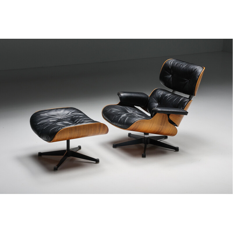 Vintage armchair with ottoman by Charles and Ray Eames for Herman Miller, 1957