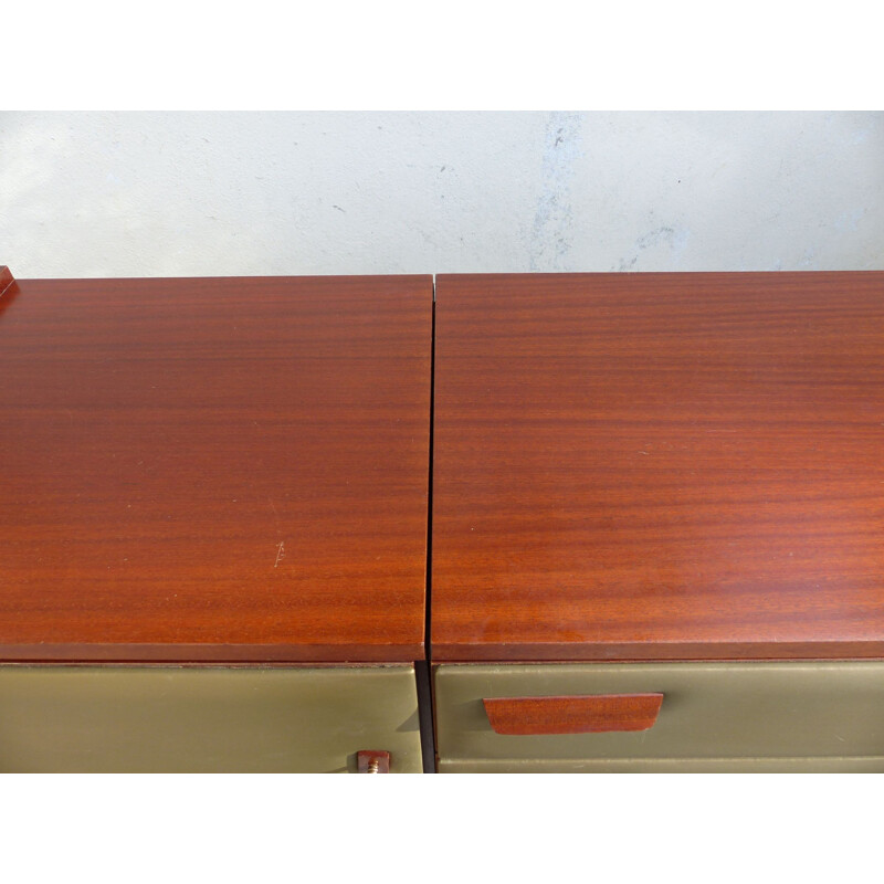 Dressing table in mahogany and leatherette - 1960s