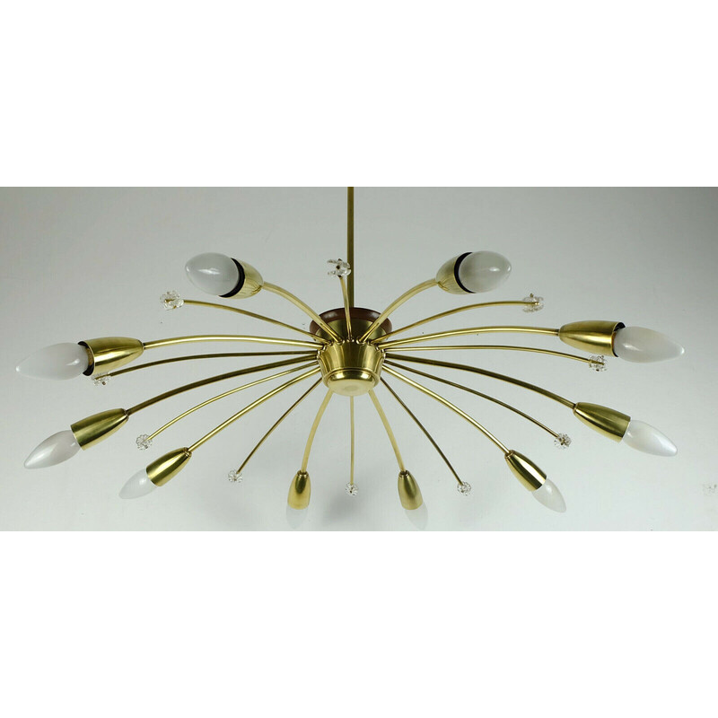 Mid century sputnik spider chandelier by Rupert Nikoll, Austria 1950s