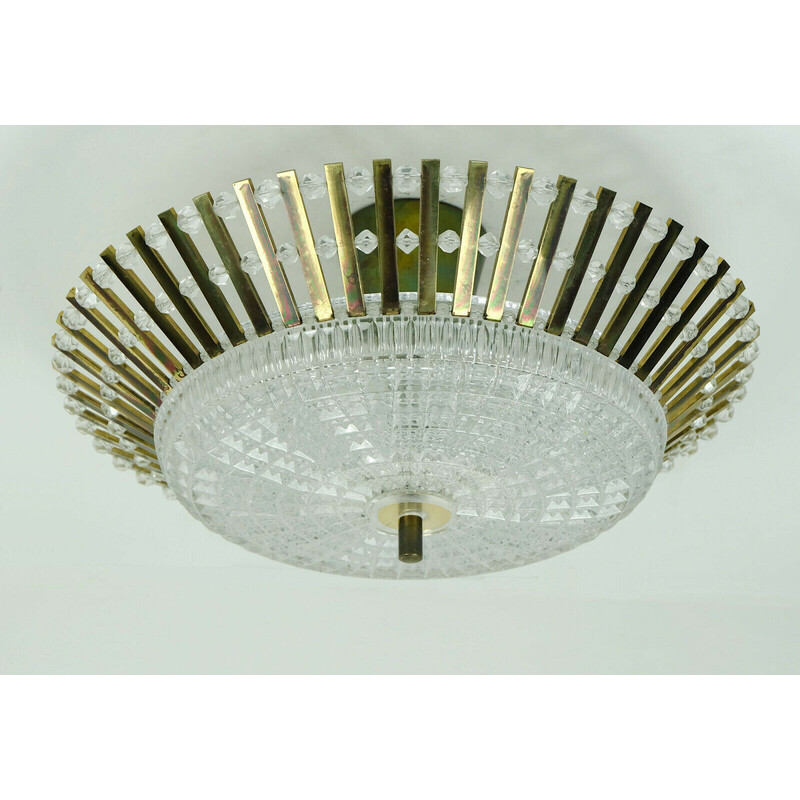 Vintage ceiling lamp in brass and glass acrylic by Palwa, 1960s