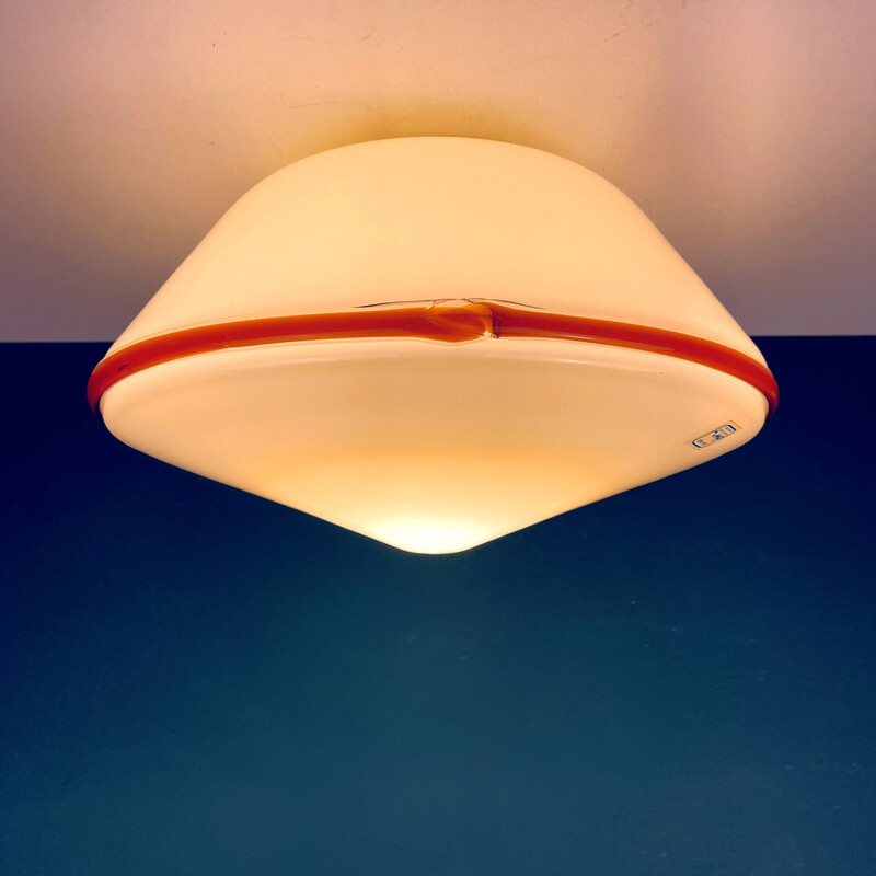 Lámpara de techo vintage de cristal de Murano de De Majo, Italia 1970