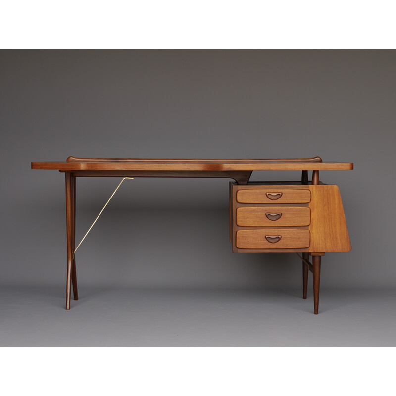 Vintage teak writing desk by Louis Van Teeffelen for Wébé, 1960s