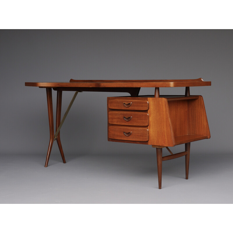 Vintage teak writing desk by Louis Van Teeffelen for Wébé, 1960s