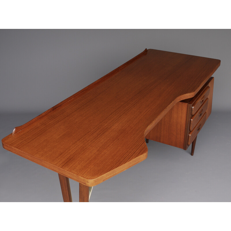 Mesa de escrita em teca Vintage de Louis Van Teeffelen para Wébé, década de 1960