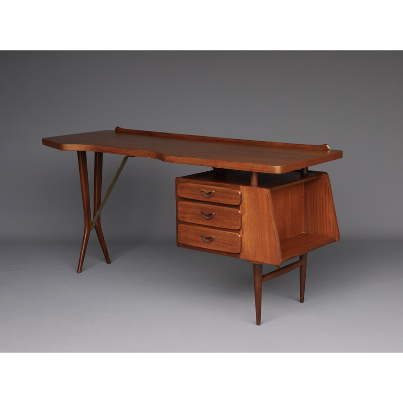 Vintage teak writing desk by Louis Van Teeffelen for Wébé, 1960s