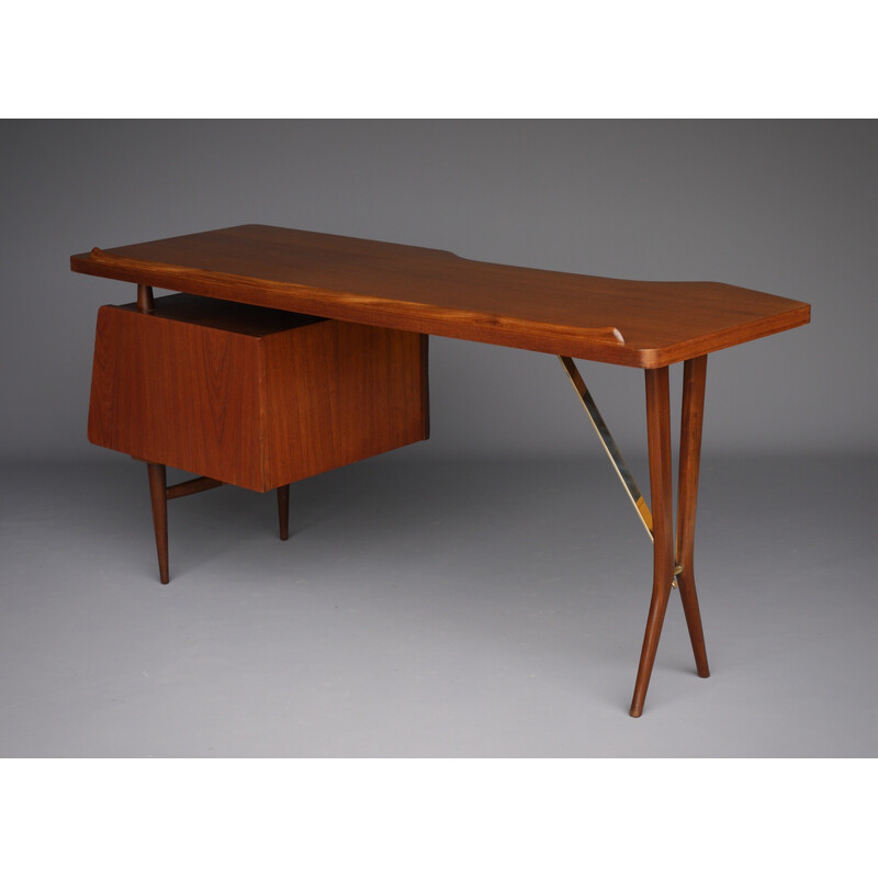 Vintage teak writing desk by Louis Van Teeffelen for Wébé, 1960s