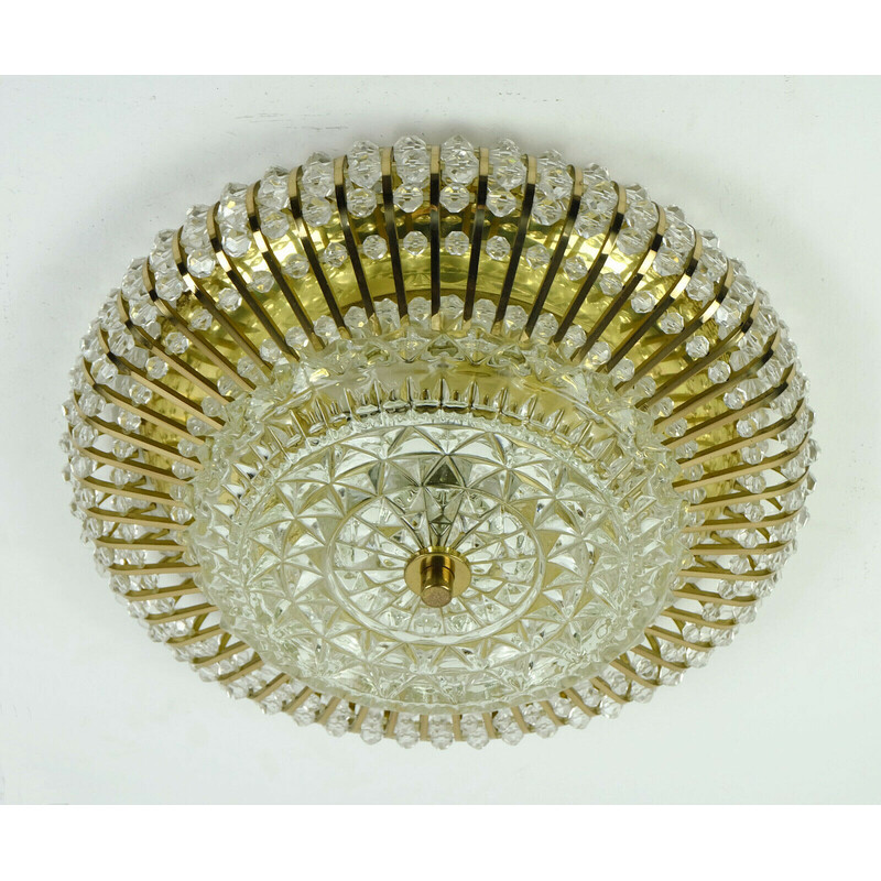 Vintage ceiling lamp in brass and glass by Palwa, 1960s