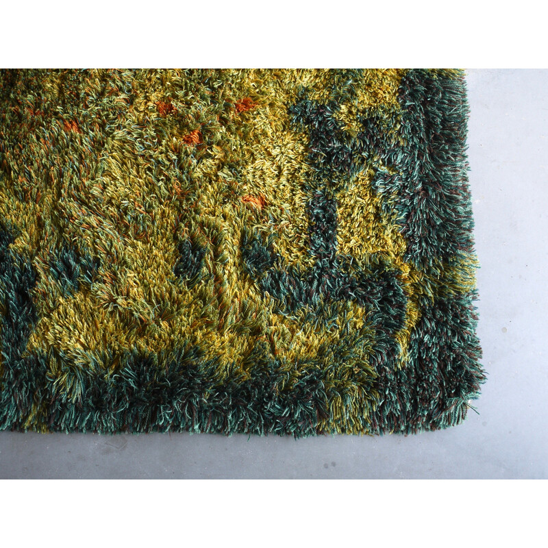 Scandinavian vintage abstract high pile rug, 1960s