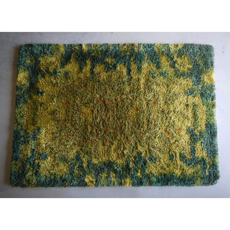 Scandinavian vintage abstract high pile rug, 1960s