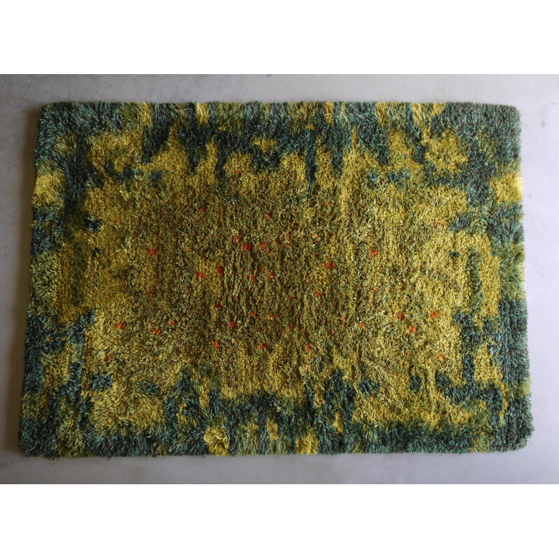 Scandinavian vintage abstract high pile rug, 1960s