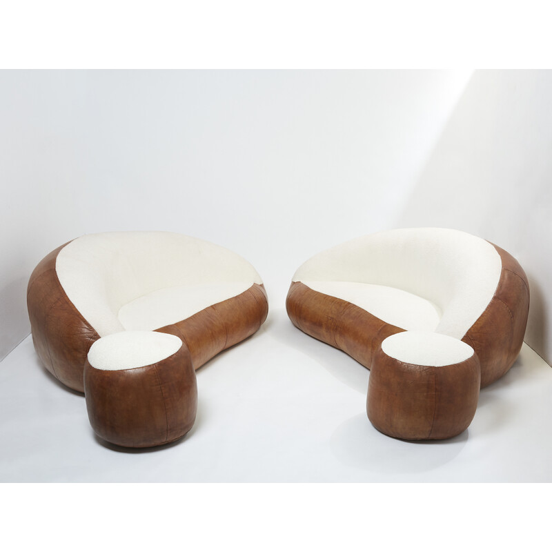 Vintage crescent lounge set by Raphaël Raffel for Honoré Paris, 1970