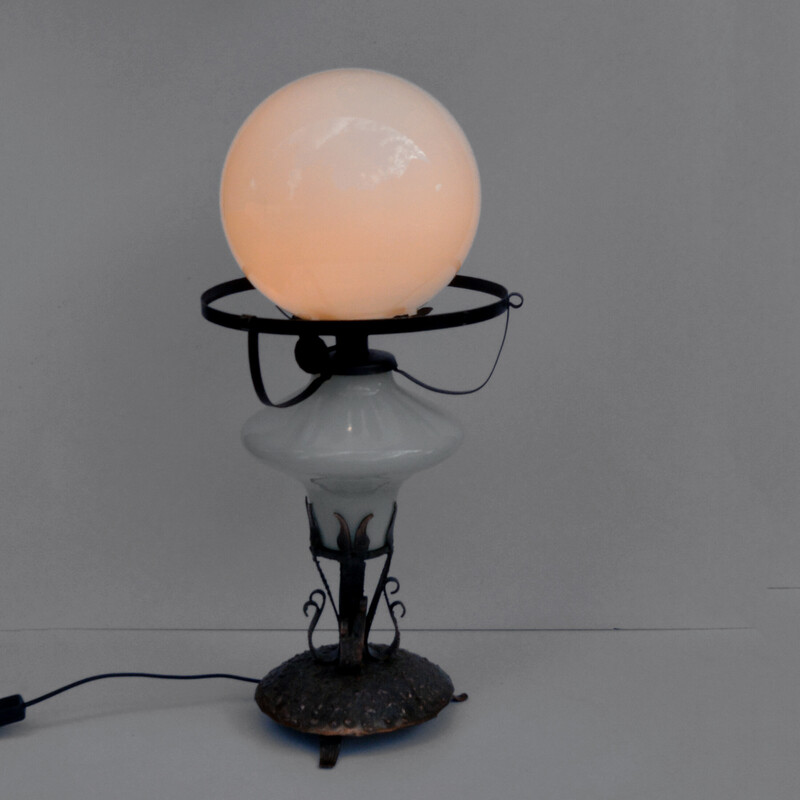 Mid century copper table lamp, Poland 1960s