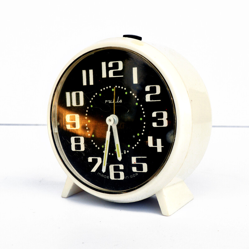 Relógio de alarme mecânico Vintage Ruhla, Alemanha 1970