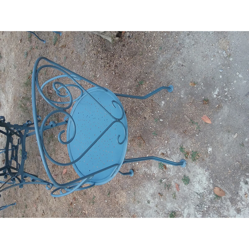 Vintage blue wrought iron garden set