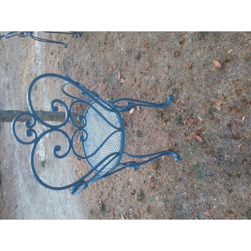 Vintage wrought iron garden set in blue