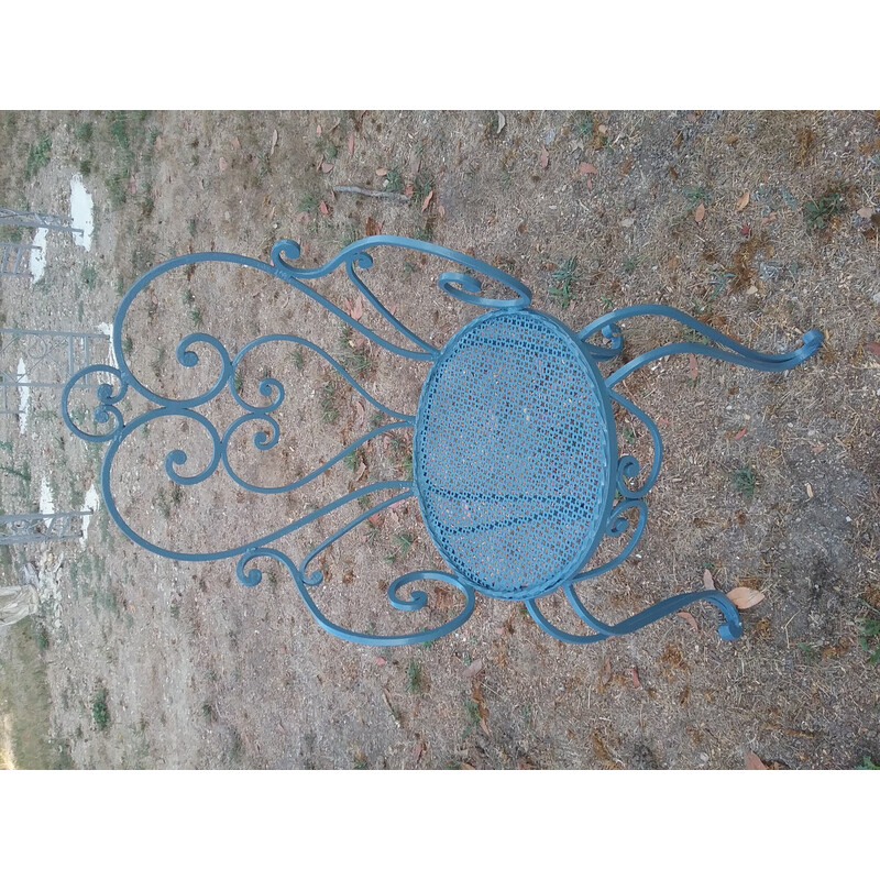 Conjunto de jardim em ferro forjado azul