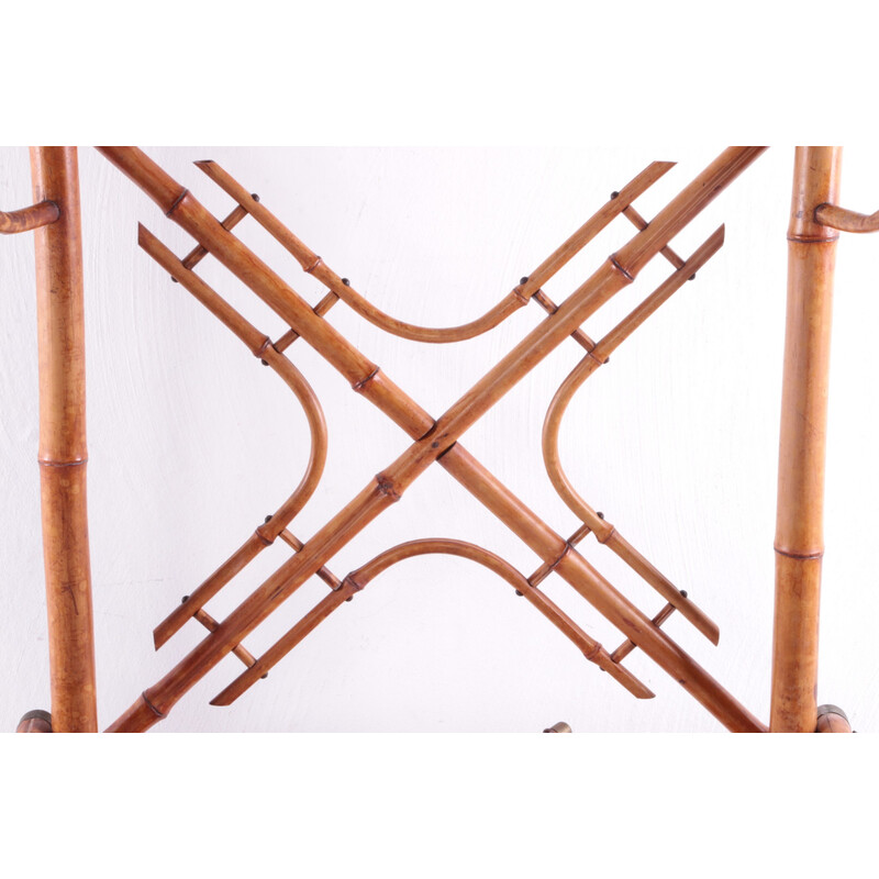 Art Deco vintage bamboo hall coat rack, France 1940