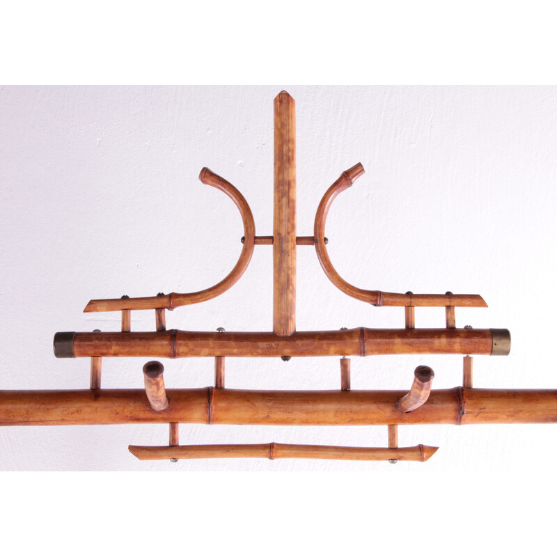 Art Deco vintage bamboo hall coat rack, France 1940