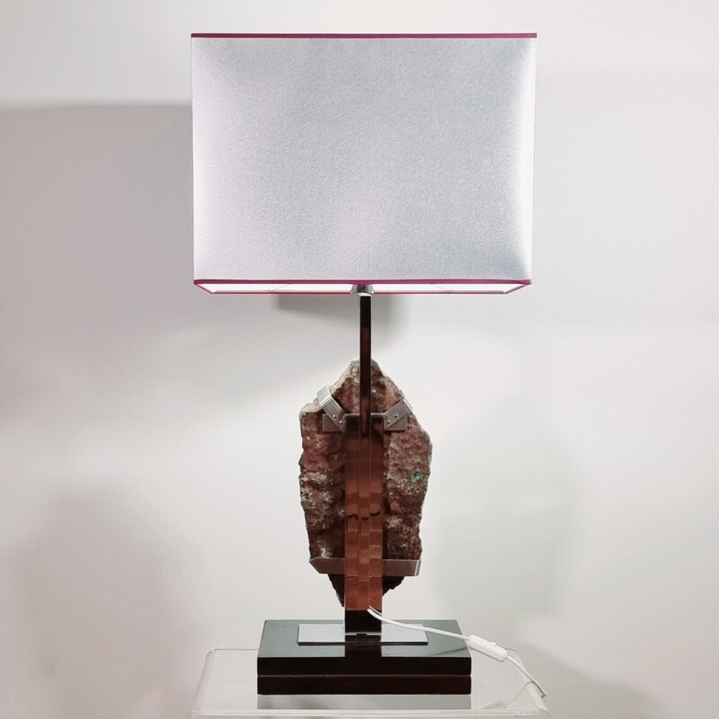 Lampada vintage in metallo cromato e ametista, 1970